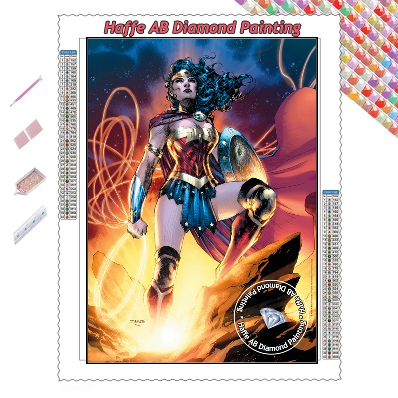 DC Comic Wonder Woman 5d Diamond Painting AB Drill Gal Gadot Fantasy Movie Wall Art Embroidery Cross Stitch Handcraft Decor Gift