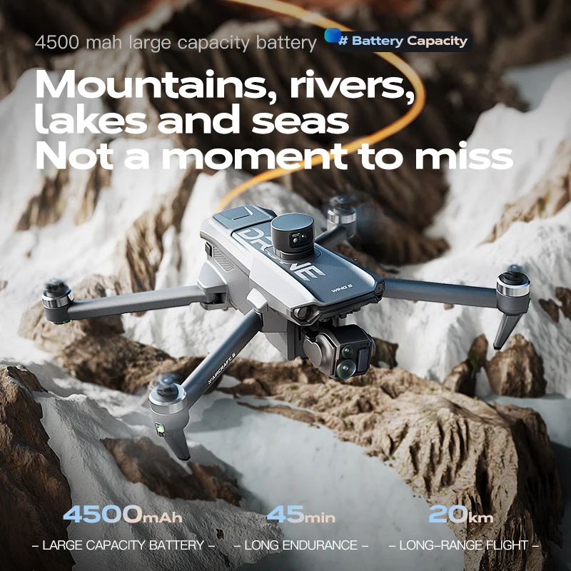 Wing 6 GPS Drone Digital Image Transmission 3-axis Gimbal 8K Professional Aerial Photography With Screen Control Quadcopter Toy