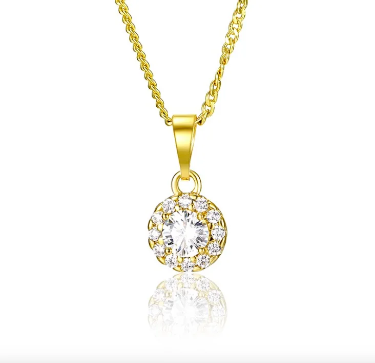 

TN3 Customized Round Pendant Trendy Girs Micro Pave CZ Lucky Jewelry Colorful Necklace Best Birthday