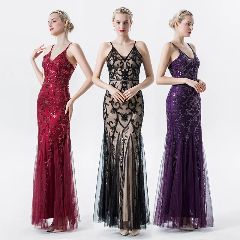 

2023 Halloween Sequin Dress Sexy Strap Dress Banquet Wedding Dress New Women