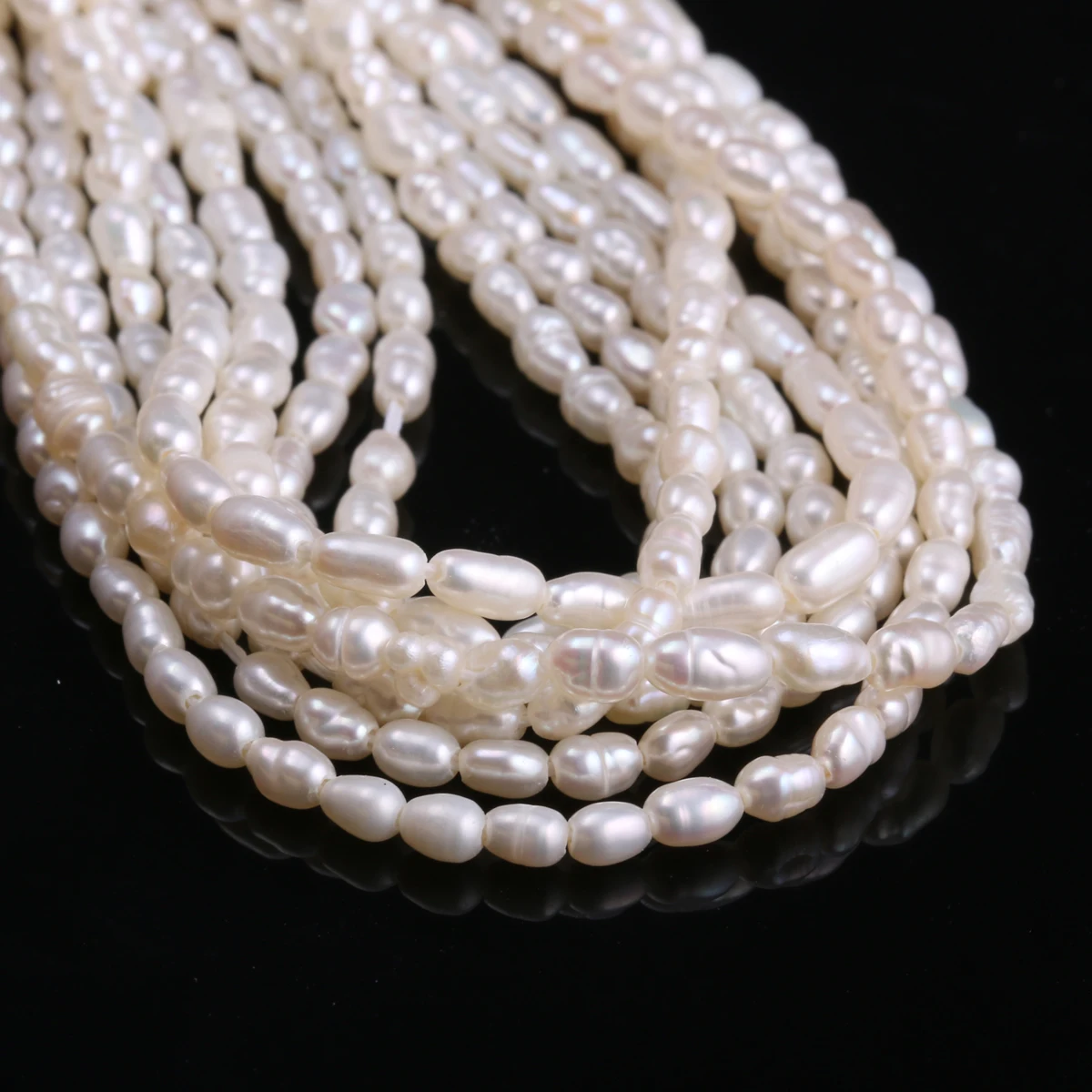 Natural Freshwater Cultured Pearls Beads Rice Shape 100% Natural Pearls for Jewelry Making DIY Strand 13 Inches Size 2-2.5mm