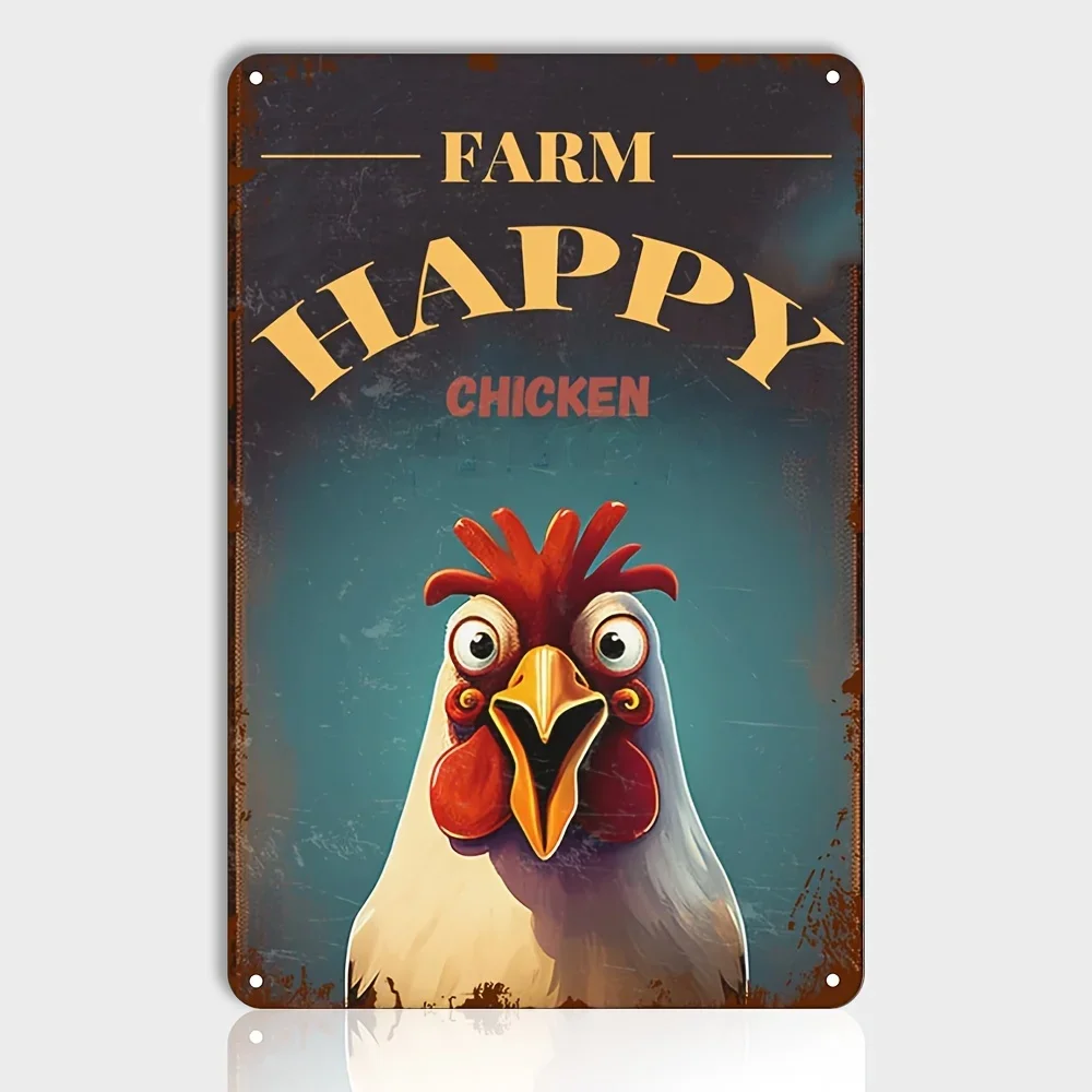 HAPPY 치킨 농장 사인 포스터, 금속 사인, 레트로 벽 장식, 매장 클럽 사인 추측