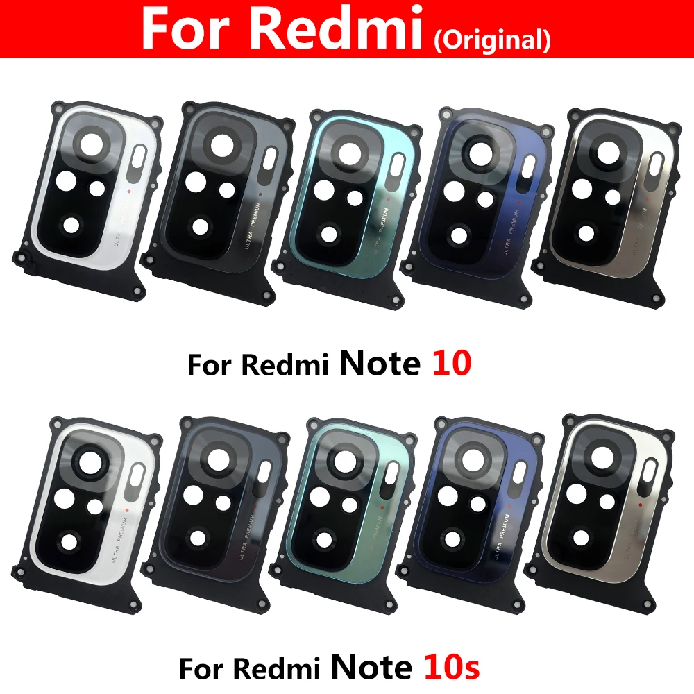 For Redmi Note 10S 10 Pro Rear Camera Glass Lens Cover With Frame Holder With Sticker Replacement Spare Parts