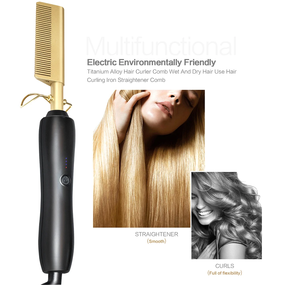 Alisador de Cabelo em Linha Modelador de Cabelo Plana Ferros Alisamento Escova Quente Aquecimento Pente Reta Estilor Ondulação Ferro 44 Online shopping