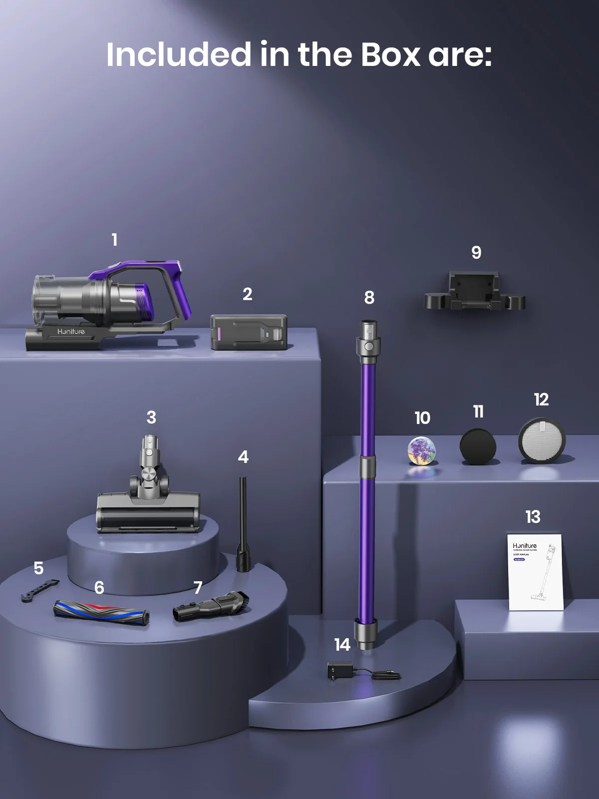 Honiture S14 Cordless Vacuum Cleaner 450W Handheld Wireless Home Appliance Removable Battery Pet Hair Cleaning 60 Mins Runtime 6