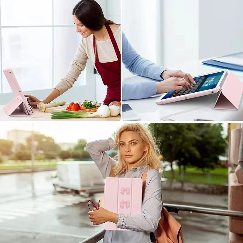 DIY Bow Trifold Stand TPU Soft Back Tablet Case - 8.3 Inch, 2024 Edition