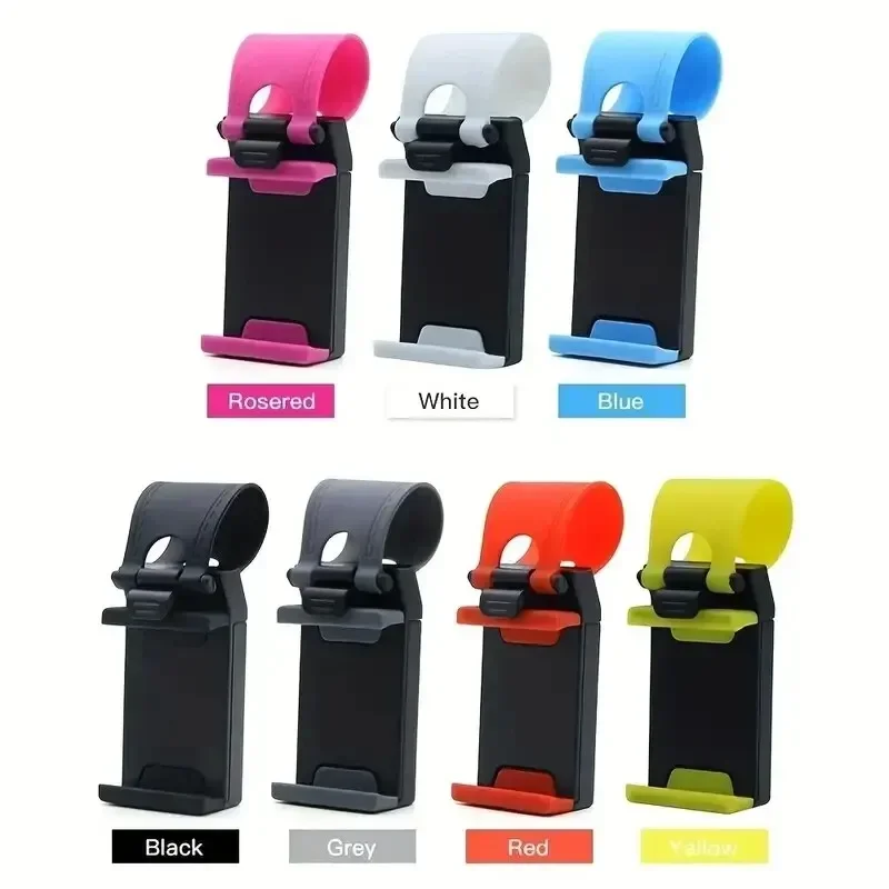 Universal Car Phone Holder, Plastic Steering Wheel Mount, Mobile-Phone Stand Support, Bike Clip Mount, Durable and Easy to Use