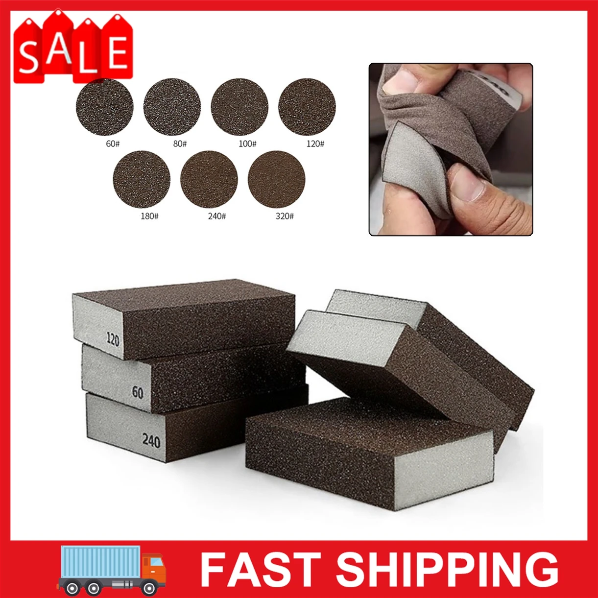 

2Pcs Sponge Sanding Block Sandpaper Sponge Pads 60-320grit Grinding Pads Parts For Metal Wood Furniture Polishing Abrasive Tools