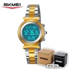 SKMEI Fashion Women's Alloy Digital Business Watch Waterproof Steel Strap Women Watch Simple Exquisite Silver Watch with 2408