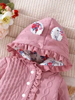 Autumn And Winter Girl Baby Pink Long Sleeve Jacket Design Lace Hooded Ears Warm Clothes Lady Everything Match Baby Girl Coat 4