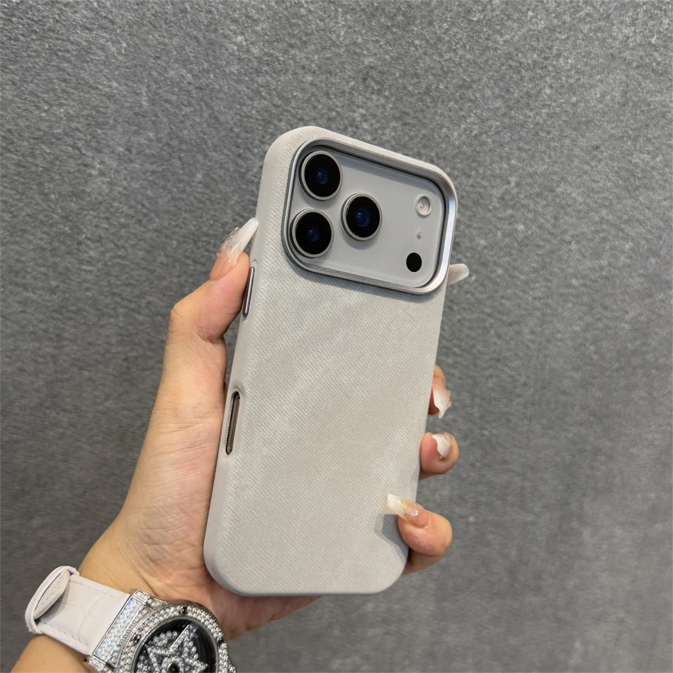 Magnetic Orange Flannel Fabric Case with Alloy Lens Cover