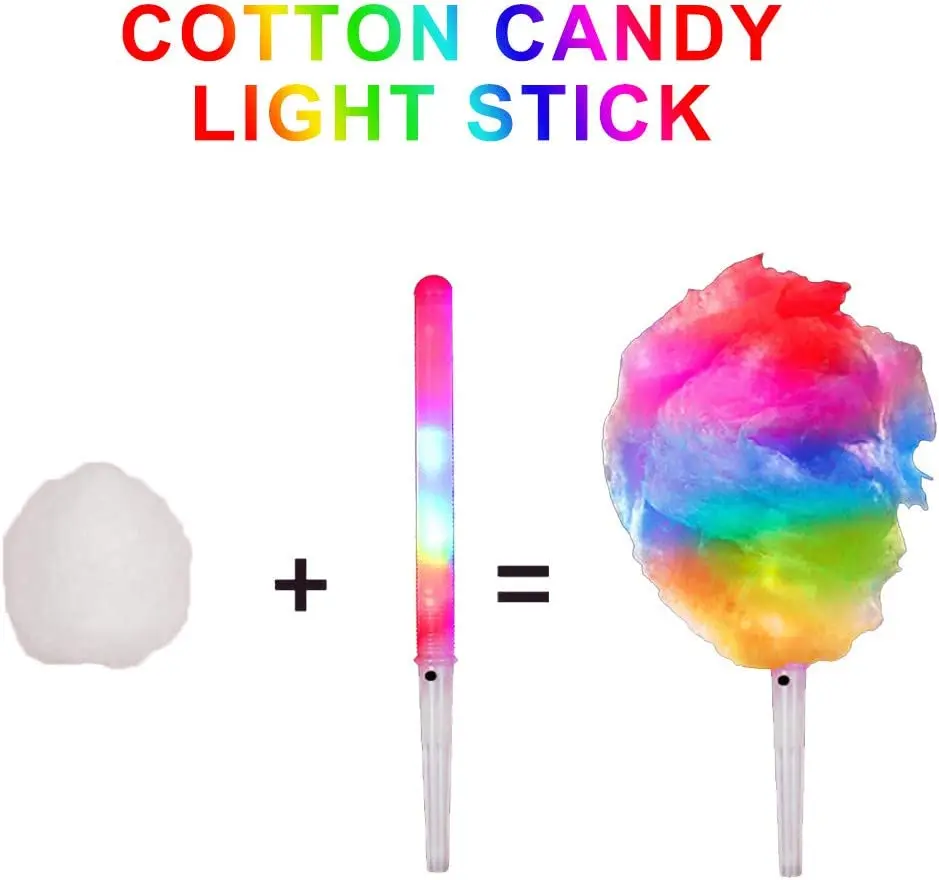 LED Light Up Cotton Candy Cones Colorful Glow Filming Marshmallow