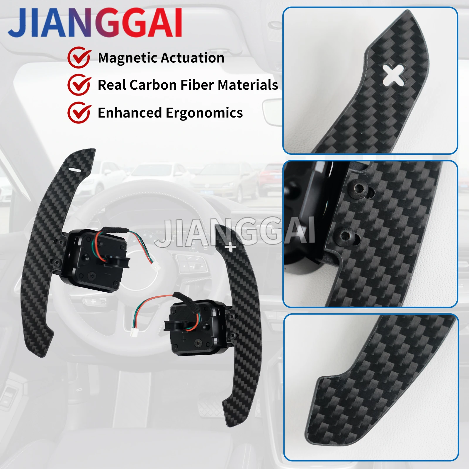 Carbon Fiber Magnetic Shift Paddles for Audi RS3 RS4 RS5 S3 S4 S5 A3 A4 A5 2017+ Steering Wheel Magnetic Shift Paddles