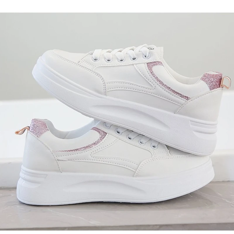 

Новое поступление, весенне-осенняя модная Вулканизированная обувь с круглым носком на толстой подошве, Повседневная Удобная спортивная простая женская обувь