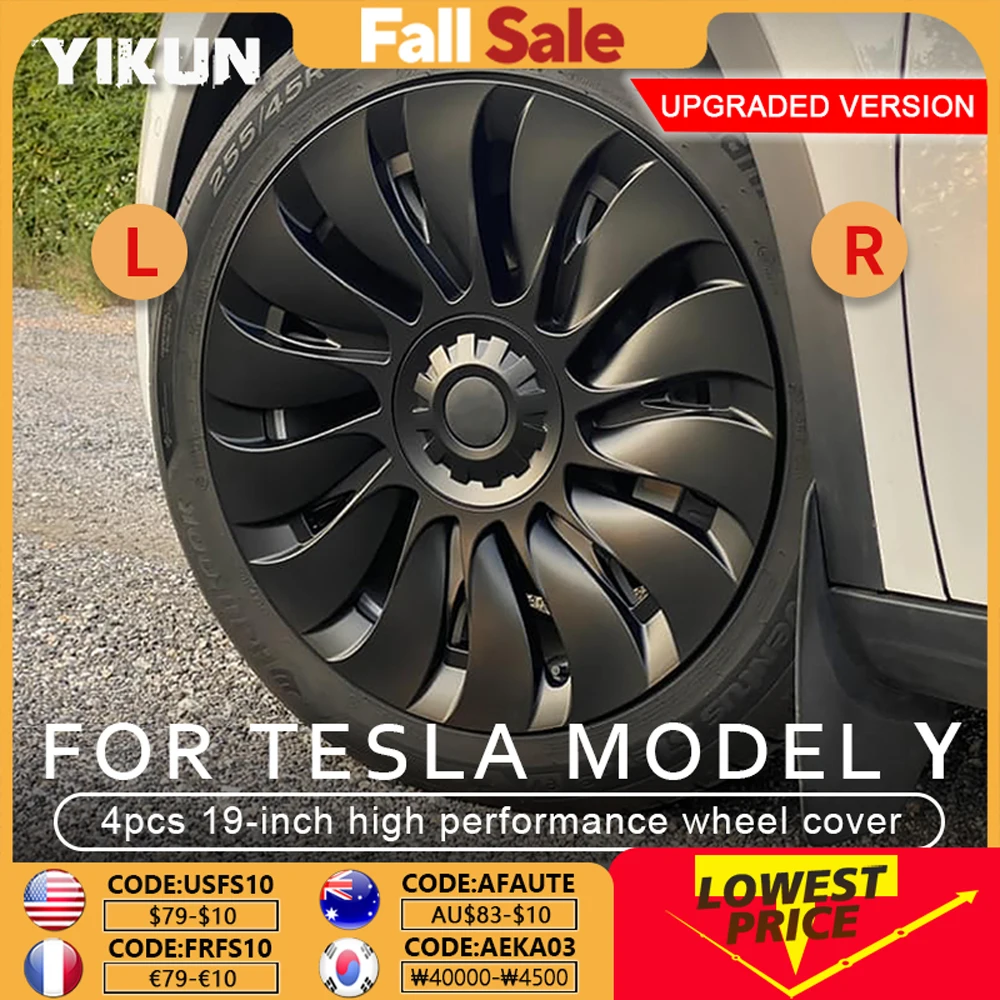 Hub Cap for Tesla Model Y 19 Inch Performance Automobile Replacemen Hubcap Full Rim Cover Car Accessories Wheel Caps 4PCS