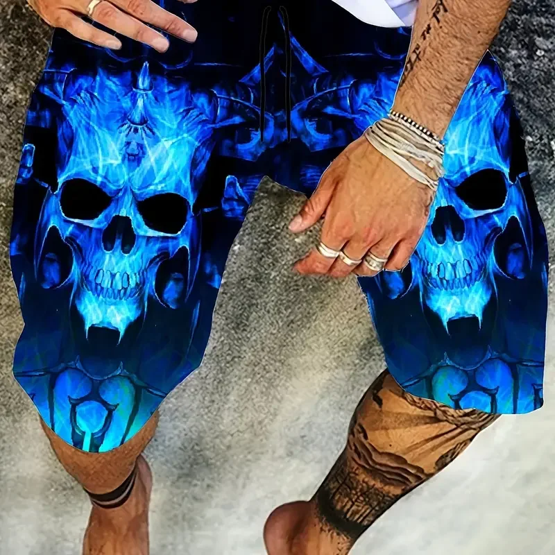 New Men's beach shorts Horror Skull 3D Printed  Board Shorts Summer Swim Trunks Elastic Waist DrawstringHawaiian Style Holiday 5