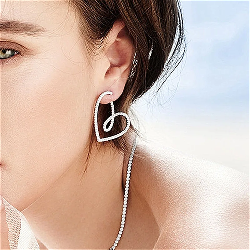 ZAKOL Fashion Hollow Heart Shape Stud Earrings for Women Cubic Zirconia Earring Party Office Jewelry EP2944