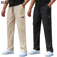 Men's Casual Pants Breathable Loose Sports Sweatpants Solid Color Running Straight Long Pants Outdoor Workout Joggers Streetwear