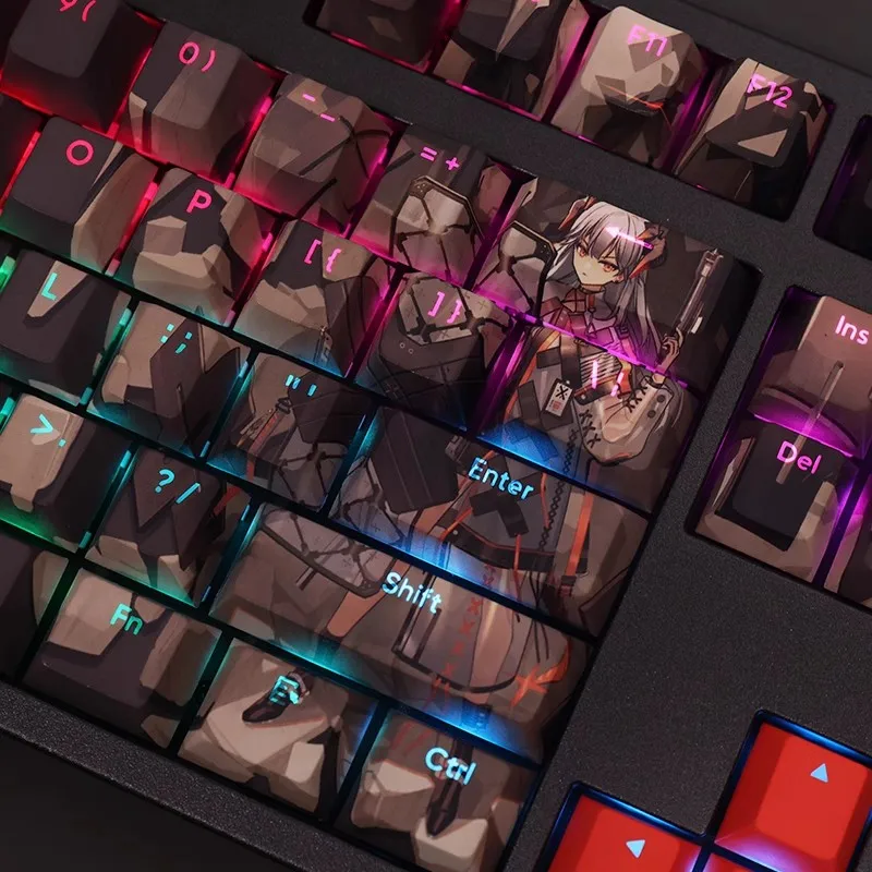 Arknights Saria Keycap Pbt Tintura Subbed Teclas Retroiluminadas Anime Gaming Key Caps para Ansi 61 87 104 108 Layout 108 Chaves por Conjunto - Imagem 3