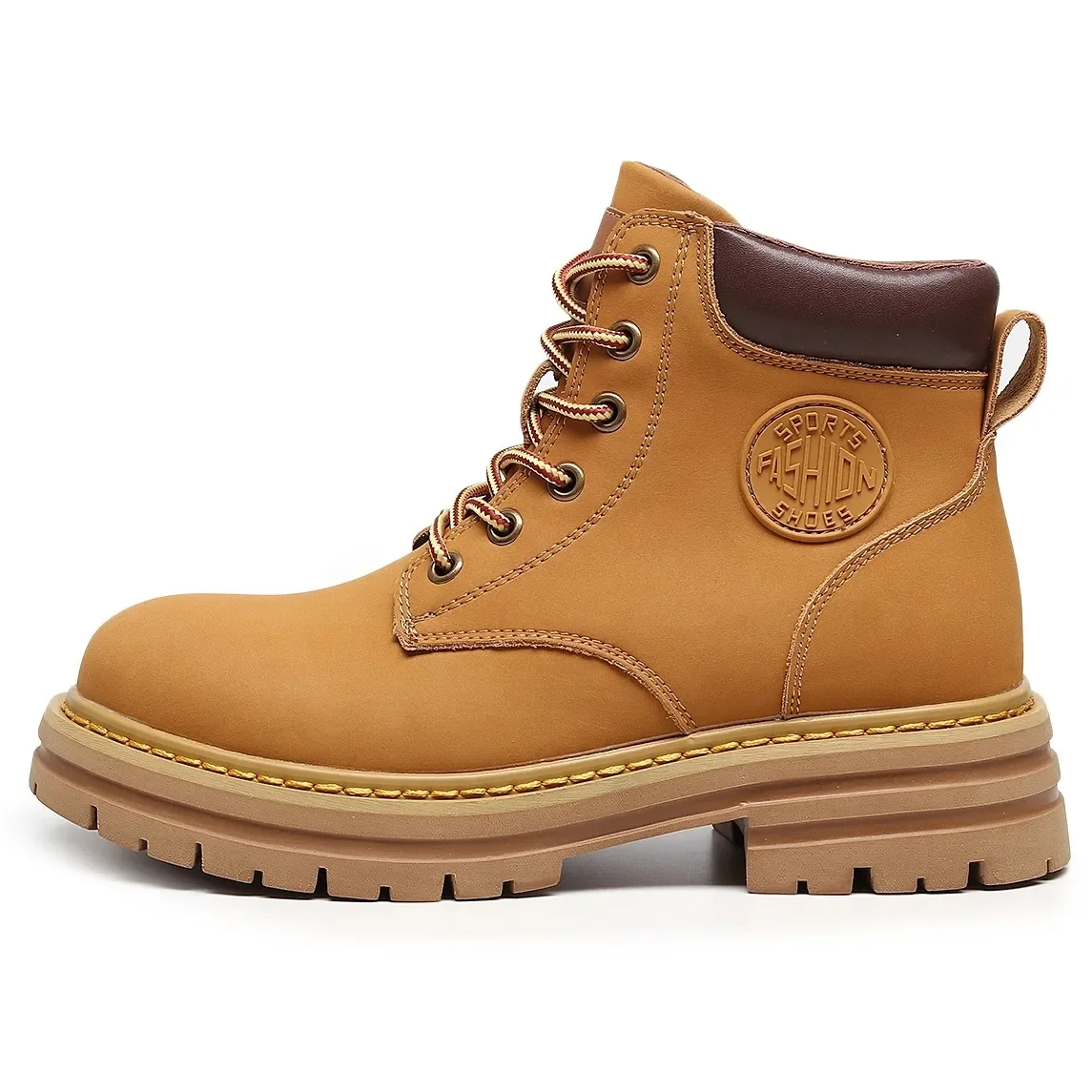 

British style high top couple genuine leather yellow boots Desert workwear short boots, motorcycle Martin boots