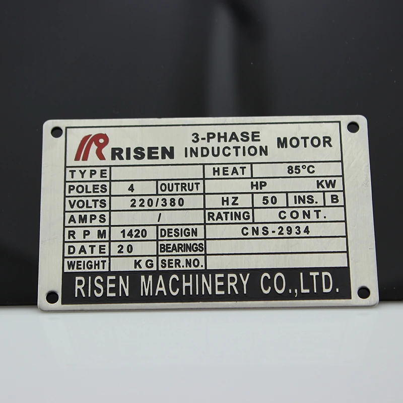 

Equipment Nameplate Aluminum Plate Customized