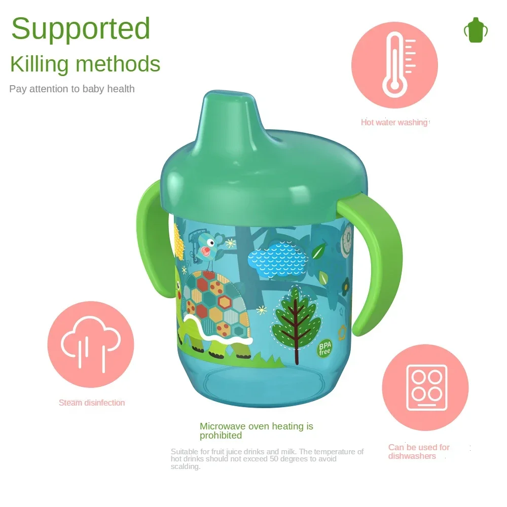Baby Learning Drinking Cup Double Handle Flip Lid BPA Free Leakproof Infants Water Cups Bottle Duckbill Cup Lid Drinking Cup Drinking Water Bottle
