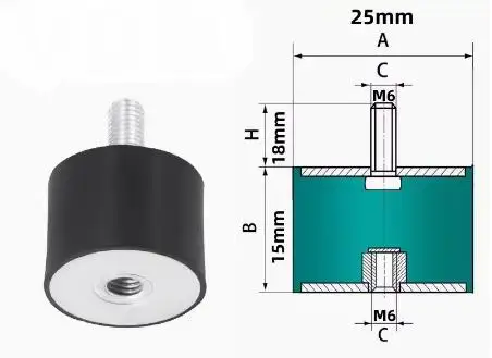 Rubber Shock Absorber Cushion with Anti-Slip Isolation and Dual-Thread Design
