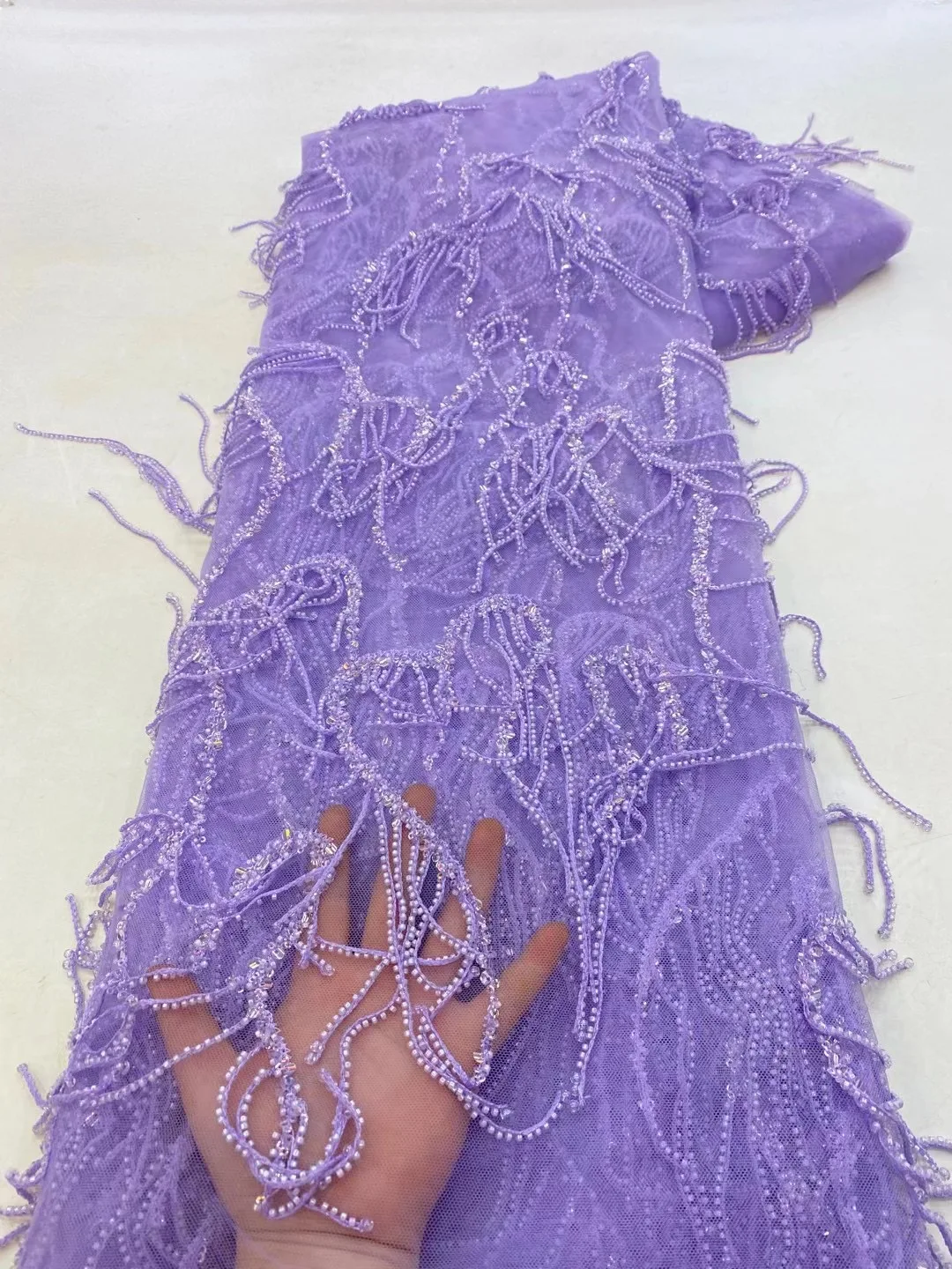 

Exclusive Nigerian Handmade Goom Lace Fabric 2023 High Quality Luxury Beaded Embroidery African French Lace Fabric For Party