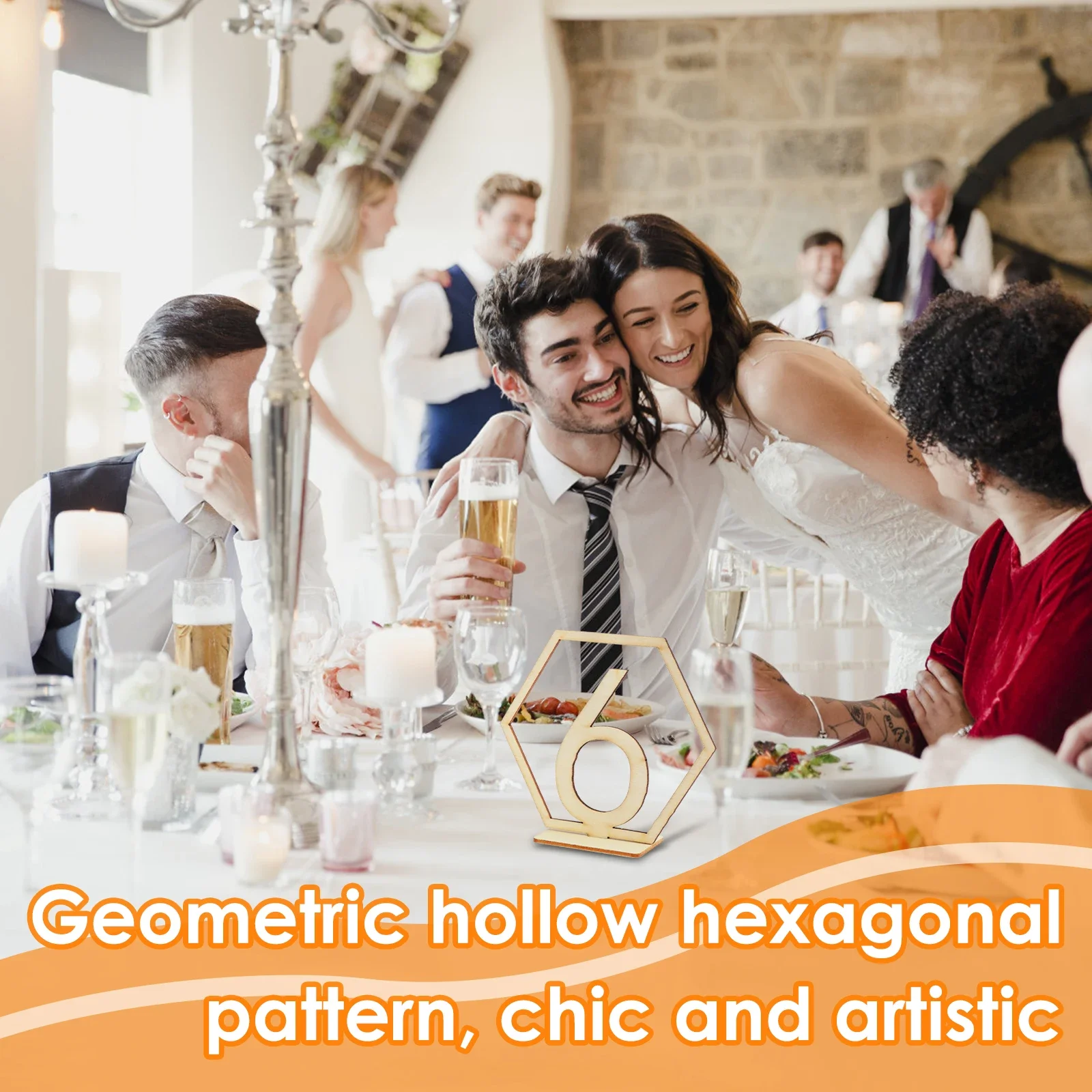 40Pcs Wooden Table Numbers with Holder Base 1 to 40 Wedding Table Numbers Hexagon Shape Table Numbers Reusable Tables Number