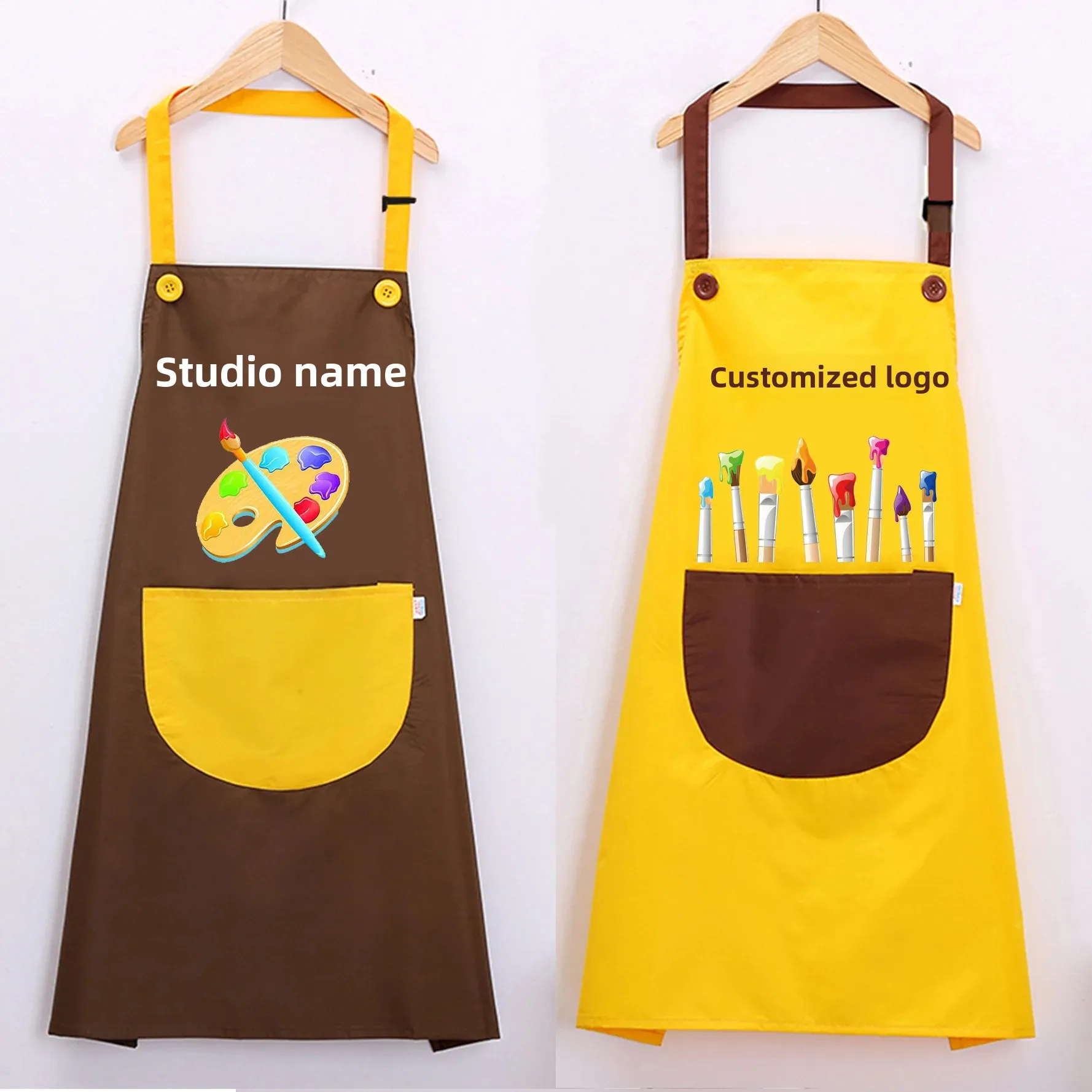 Children's Waterproof Apron Toddler Art Class Clothing Nursery School Advertising Customizable Kid's Painting Coverall