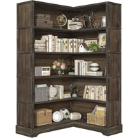 Wood Corner Bookcase, 5-Shelf 65 Inch Tall Bookshelf with Storage, Floor Standing Display Book Shelf for Living Room 1