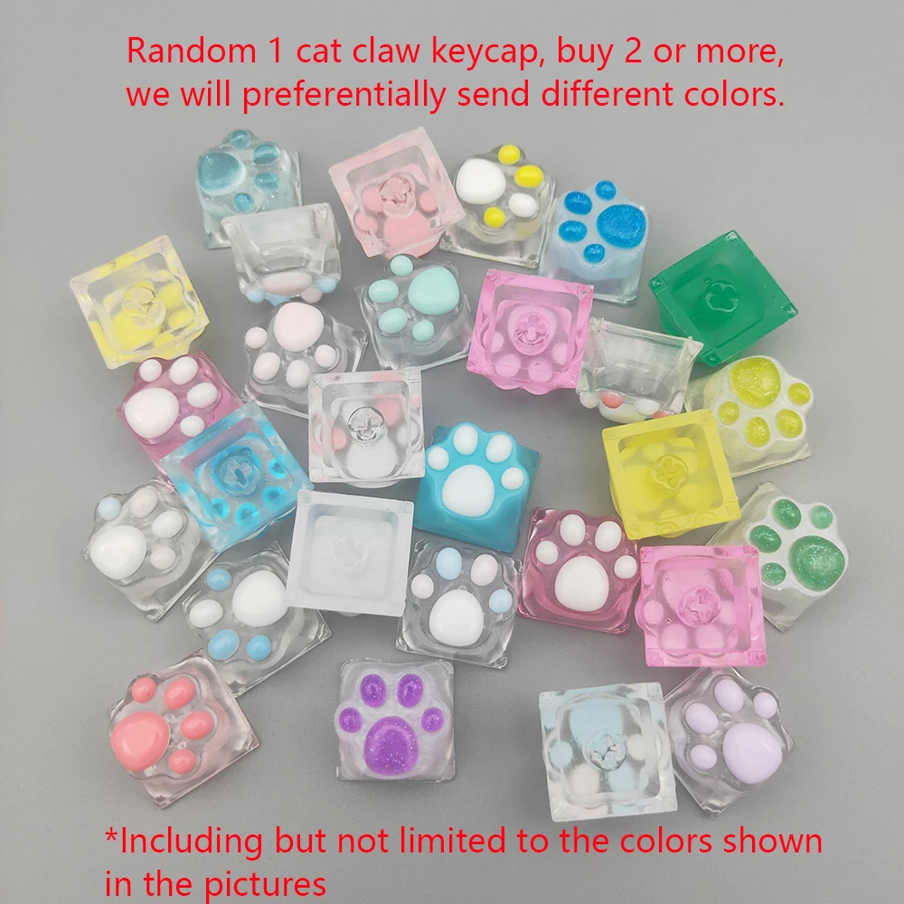Backlit Cat Paw Crystal Keycap - Cute DIY Personalized Key Caps