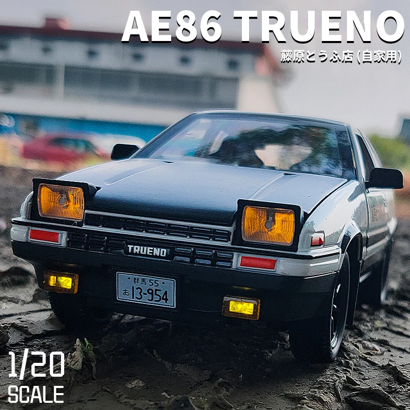 1:20 Initial D Toyota TRUENO AE86 Diecast Model Car Toy Sound&Light  Collectible