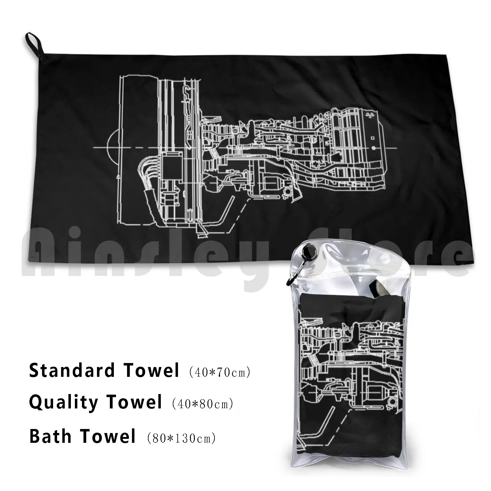 General Electric-80C2B In White Version Bath Towel Beach Cushion General Electric Ge 80C2B Engine Boeing 747 400 Mecano