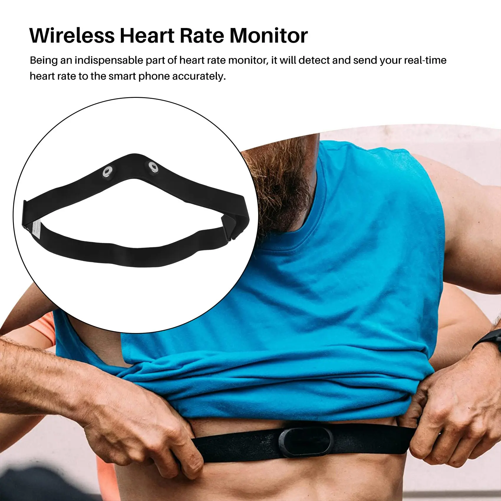 Heart Rate Monitor Strap Heart Rate Sensor Heart Rate Monitor Chest Belt Strap For Polar Wahoo Garmin For Sports Wireless Black