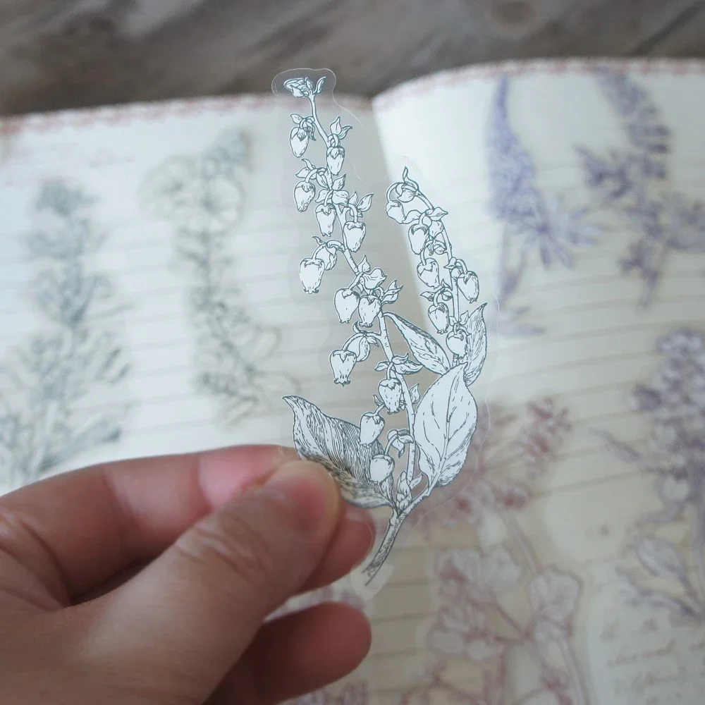 

18pcs Pen and Ink Painting Natural Plant Style PVC Sticker Scrapbooking DIY Gift Packing Label Decoration Tag