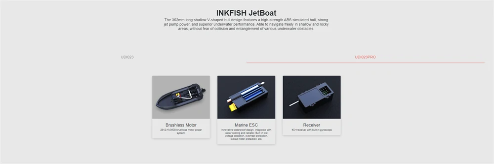 UDIRC UDI023/UDI023PRO 2.4G Brushed/Brushless Jet Spray RC Boat INKFISH Remote Control Speedboat Waterproof Self-Righting LED Lights RTR High Speed Vehicles Models Toys