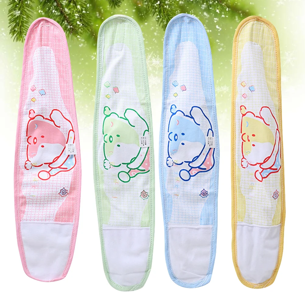 4pcs Infant Umbilical Cord Cotton Belly Band Umbilical Hernia Belt Navel Protection Belt for Infant Newborn