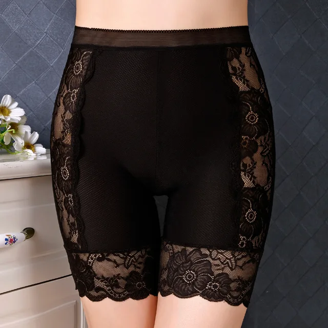 2022 spring Female Panties Lace Seamless Safety Short Pants Women's High Waist Stretch Shorts Briefs Slimming Underwear Lingerie black