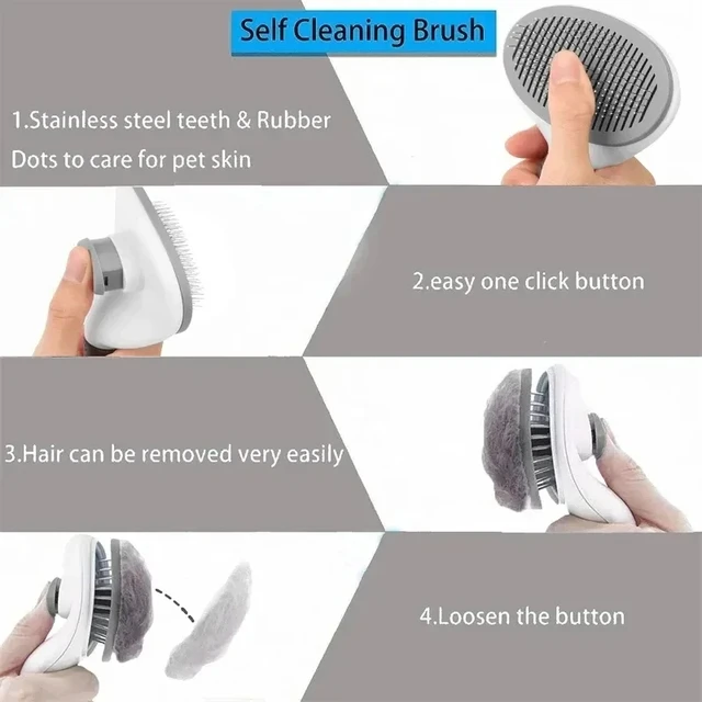 Self Cleaning Pet Hair Remover Brush For Dogs Cats Grooming Tools Pets 6
