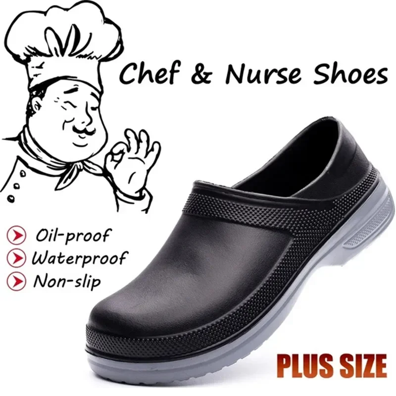 Hotel Kitchen Clogs Non-slip Waterproof Oil-proof Work Shoes Breathable Resistant Kitchen Cook Chef Shoes Plus Size