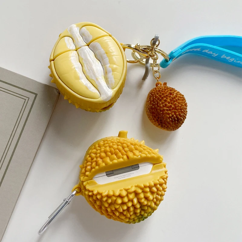 Per Airpods Pro 3D Simulazione Summer Fruits Durian Soft Headset Cover Per Apple Airpods 1 2 3 Custodia Per Auricolari Wireless Scatola Divertente