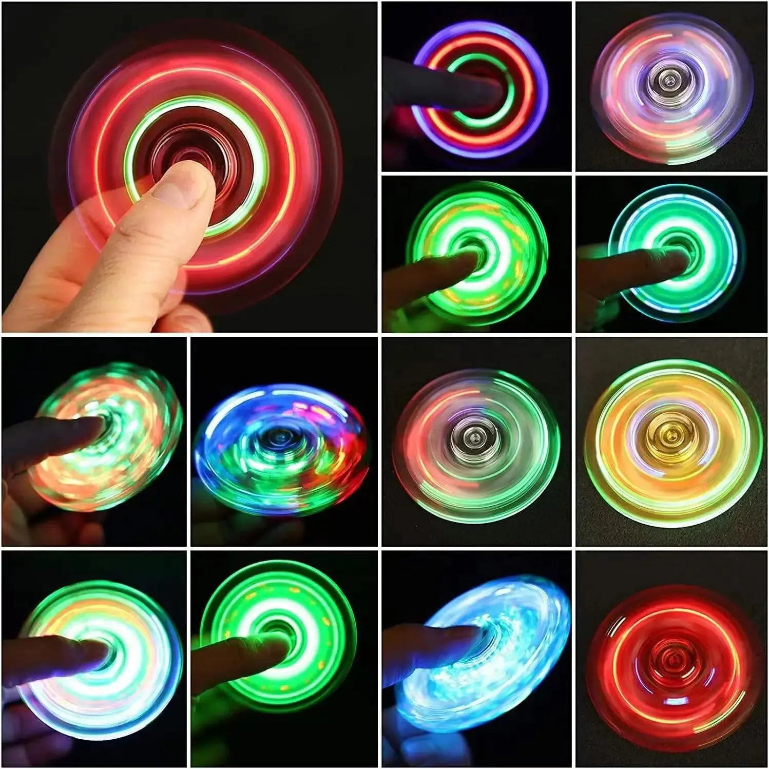 Fidget Spinner Luminous LED Light Hand Top Spinners Glow in Dark Light EDC Finger Stress Relief Toys