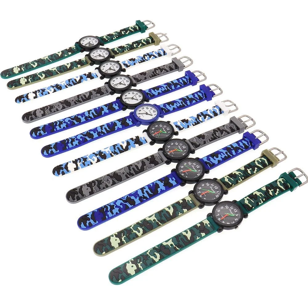 Boys Girls Fashion Camouflage Silicone Strap Quartz Watches Children Kids Students Digital Cool Waterproof Clocks 4