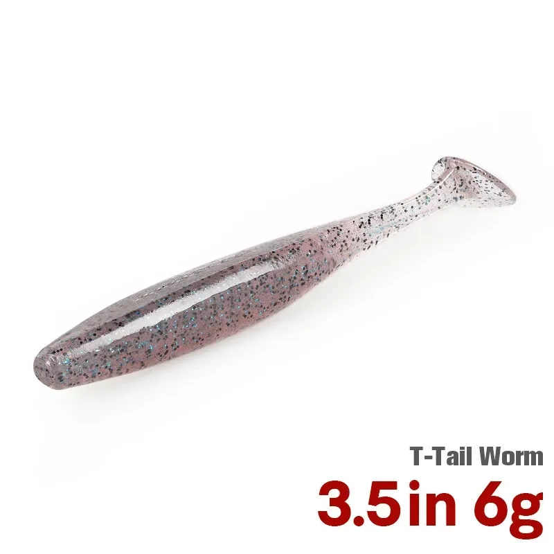 

TSURINOYA 6 bags 72pcs Fishing Lure T Tail Worm 89mm 3.5in DANCER Add Salt Shrimp Attractant Silicone Artificial Soft Baits