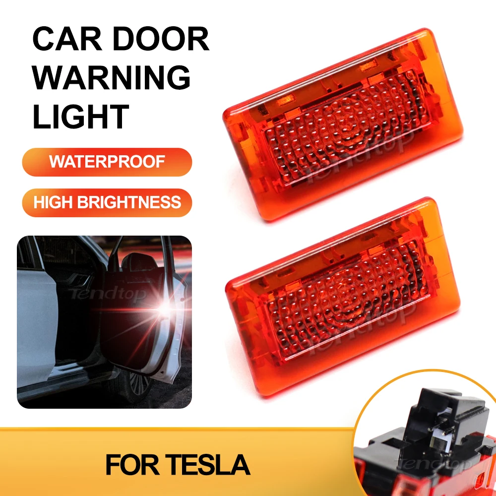 

1 Pair Car Puddle Lights Red Door LED Indicator Warning Lamp Fit for Tesla Model 3 X S Red Trunk Lighting Universal