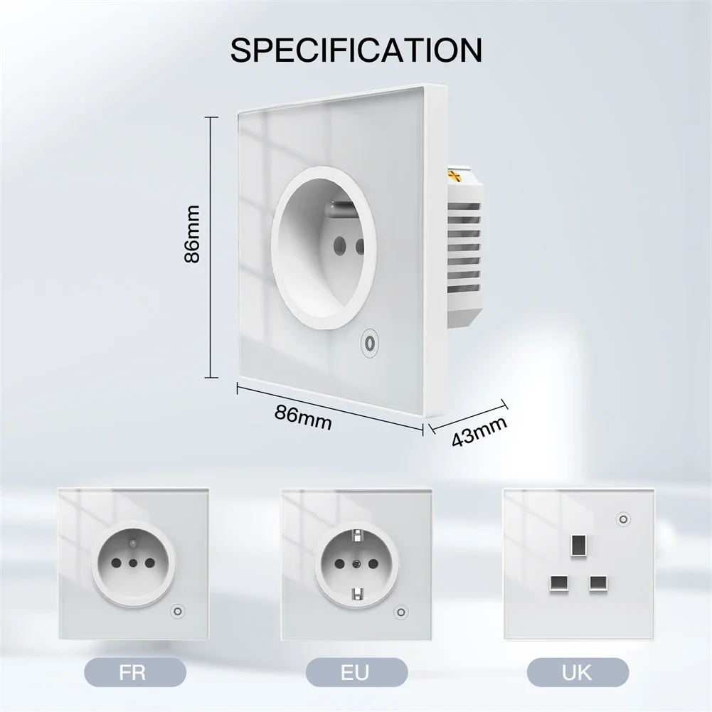 Zigbee-tomada Inteligente com Controle sem Fio Tomada de Painel de Vidro Monitor de Alimentação Tuya Malha com Temporizador Alexa Google Home Voz Reino Unido ue fr - Image 4