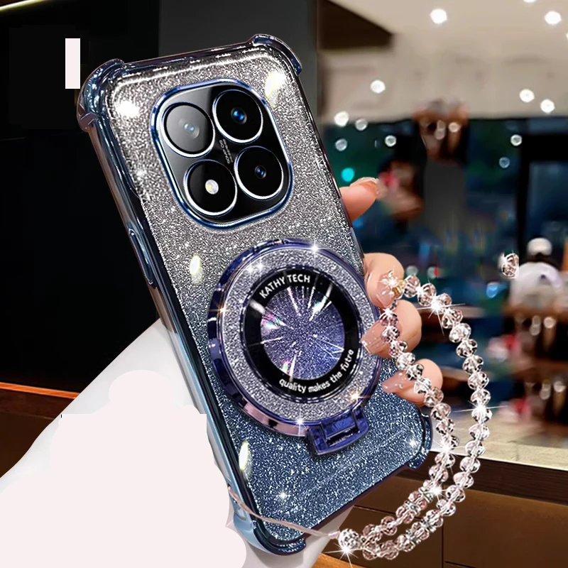 Glitter Crystal Bracelet Phone Holder Case - Shockproof Bracket Cover