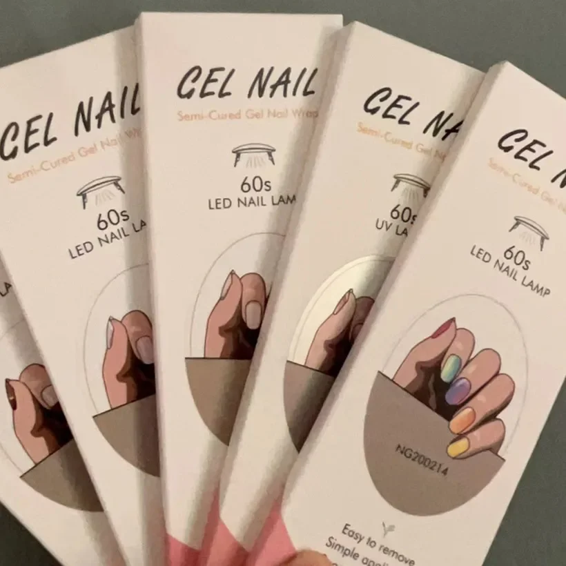 16/18/20Tips Semi-Cured Gel Nail Strips Adhesive Full Cover Stickers for Nails UV Lamp Need Press On Nails Fashion Manicure 2