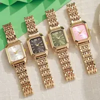 Montres de luxe légères à bande d'acier pour femmes, montre-bracelet élégante à Quartz carrée Simple à la mode pour étudiantes 5